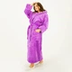 Довгий махровий жіночий халат з капюшоном Фіолетовий M(48) - зображення 7