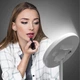 Косметическое круглое зеркало с LED подсветкой, от USB, Белое / Настольное зеркало для макияжа сенсорное - изображение 2