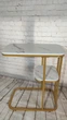 Приставний журнальний столик, 50*30*59 см, 2 яруси, білий мармур + золото., (03599.whitegold) - зображення 2