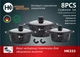 Набор посуды гранитное покрытие с силиконовими крышками (8 предметов) Higher kitchen НК 325 Черный - изображение 2