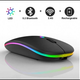 Беспроводная бесшумная аккумуляторная мышка с RGB подсветкой 1600DP Bluetooth 5.2 + 2.4 GHz тихая для ноутбуков пк планшетов плоская Slim - изображение 1