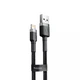 Кабель Baseus Cafule USB-A на Lightning (2 м) CALKLF-CG1 — быстрая зарядка 1.5A, передача данных 480 Мбит/с, нейлоновая оплетка, gray/black (22675) - изображение 1
