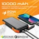 Универсальный Power Bank 10000 мАч с солнечной зарядкой и беспроводной зарядкой 20 Вт черный с оранжевым - изображение 4
