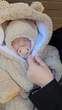 Зимовий цільний дитячий комбінезон + шапочка, для новонароджених 3-6 місяців, Chickabiddy, Бежевий плюш Тедді, 68 см, підкладка фліс - зображення 15
