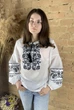 Женская шифоновая вышиванка Ноко «Лидия черная по белому» белоснежная 38 - изображение 1