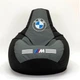 Крісло мішок Elegant 130 см х 90 см чорний + сірий BMW + подушечка Flex Oksford - изображение 1