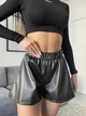 Женские шорты на резинки из экокожи K5 fashion 42-44 черные - изображение 1