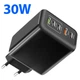 Сетевое Зарядное Устройство 30W Быстрая Зарядка Блок Блочок USB-A 3.1A, USB Type-C PD 18W 2xUSB, USB-A QC 3.0 + Type-C PD Черный - изображение 1