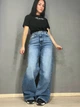 Джинсы женские Zeo Basic 4635 WIDE LEG palazzo jeans высокая посадка широкие длинные 40 светло синие - изображение 1