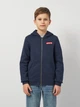 Подростковая толстовка с капюшоном для мальчика Levis Lvn Boxtab Full Zip Hoodie 9EJ762-C8D-LQ 134-140 см (10A) Темно-синяя (3666643021030) - изображение 1