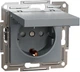 Розетка с крышкой Schneider Electric Asfora с заземляющим контактом Сталь (EPH3100162) - изображение 1