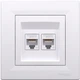 Розетка двойная компьютерная Schneider Electric Asfora RJ-45 кат. 6 UTP внутренняя Белая (EPH4800121) - изображение 2