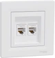 Розетка двойная компьютерная Schneider Electric Asfora RJ45 5 категория UTP Белая с рамкой (EPH4400121) - изображение 1