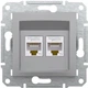 Розетка двойная компьютерная Schneider Electric Asfora RJ45 5 категория UTP Серебристая (EPH4400161) - изображение 3