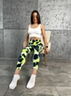 Женские Лосины с эффектом push up Пуш Ап с Высокой Посадкой Спортивные Бесшовные Тай Дай Ярко-желтый с черным S (70056) - изображение 7