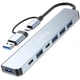 USB Type-C хаб / концентратор Addap MH15D | Розгалужувач 7в1: USB 3.0 + USB 2.0 + SD + MicroSD + Type-C + PD - зображення 3