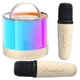 Бежева Bluetooth колонка K52 для караоке, з RGB підсвічуванням - зображення 1
