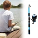 Телескопічне вудлище зі спінінговою котушкою для риболовлі Fishing Rod вудка для рибалки + приманки, гачки, сумка і аксесуари, 1.8 м, синє (100124014) - зображення 2