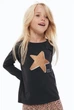 Трикотажный реглан топ с длинным рукавом для девочки H&M 98/104 черный - изображение 1