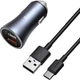 Автомобильное зарядное устройство Зарядка в авто Baseus Golden Contactor Pro Dual Quick Charger Car Charger 40W 2USB + Кабель USB to Type-C 1м Быстрая зарядка QC 4.0+ (TZCCJD-A0G) Grey - изображение 1