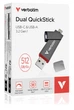 Подвійний флеш-накопичувач Verbatim 512ГБ QuickStick USB-C/USB-A (32042) - изображение 2