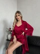 Комплект жіночий трійка халат майка шорти Victoria Collection S-M бордовий - зображення 1