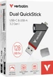 Флеш память USB Verbatim Dual QuickStick 128GB USB 3.2 Gen1 + Type-C Grey (32040) - изображение 6