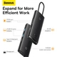 USB-хаб Type-C 6-in-1 Baseus Lite Series 6-Port Type-C to HDMI+USB3.0*2+Type-C Data+SD/TF черный (WKQX050001) - изображение 4
