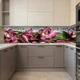 Наклейка на кухонный фартук 60 х 250 см, фотопечать с защитной ламинацией, таракотовые орхидеи с каплями воды(БП-12-fl098) - изображение 4