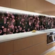 Наклейка на кухонный фартук 60 х 250 см, фотопечать с защитной ламинацией, Розовые цветочки на темном фоне(БП-12-fl15432) - изображение 8