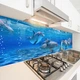 Наклейка на кухонный фартук 60 х 300 см, фотопечать с защитной ламинацией, стая дельфинов(БП-14-an4601) - изображение 1