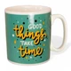 Большая керамическая кружка "Good things take time", 1 литр, Зеленая (Кружка гигант) - изображение 3