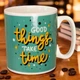 Большая керамическая кружка "Good things take time", 1 литр, Зеленая (Кружка гигант) - изображение 7