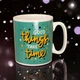 Большая керамическая кружка "Good things take time", 1 литр, Зеленая (Кружка гигант) - изображение 10