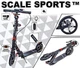 Детский самокат Scale Sports SS-12 + фонарик + звоночек + ремень + подстаканник. Дисковый тормоз. Черный цвет - изображение 2
