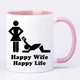 Чашка с печатью "Happy wife, happy life" (цвет розовый) (22721) - изображение 2