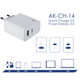 Мережевий зарядний пристрій Akyga 45W USB-A + Type-C White (AK-CH-18) - зображення 6