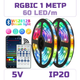 Світлодіодна адресна RGBIC WS2812b стрічка комплект 1 метр з пультом на 28 кнопок, Bluetooth, 60 світлодіодів на метр - зображення 1