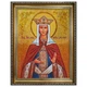 Ікона "Праведна Ангеліна королева Сербська" бурштинова 30х40 - зображення 2