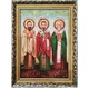 Икона "Святые Василий Великий, Иоанн Златоуст, Григорий Богослов" янтарная 15х20 - изображение 5