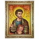 Икона "Святой апостол Лука" янтарная 15х20 - изображение 1