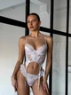 Корсет женский кружевной с цветочным узором и трусиками белый L 46/48 - изображение 5