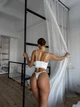 Комплект белья с корсетом и трусиками белый, S - изображение 4