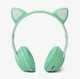 Детские беспроводные наушники с кошачьими ушками Cat MZ-023 Bluetooth RGB подсветка FM microSD Зеленый - изображение 3