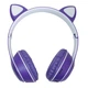 Дитячі навушники з котячими вушками Cat MZ-023 Bluetooth RGB підсвічування FM microSD Темно синій - зображення 1