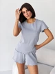 Пижама (футболка + шорты) женская хлопковая BARWA garments 0355/356 S Серая (2113553561091) - изображение 6