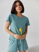 Пижама (футболка + шорты) женская больших размеров хлопковая BARWA garments 0355/356 XL Темно-бирюзовая (2113553564849) - изображение 8