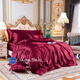 Атласное Бордово-бронзовое полуторное постельное белье Moka Textile 145*210 - изображение 5