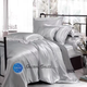 Атласное Дымчатое полуторное постельное белье Moka Textile 145*210 - изображение 1