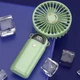 Портативный ручной настольный mini Fan вентилятор с аккумулятором и зарядкой от USB МЯТНЫЙ ЦВЕТ - изображение 4